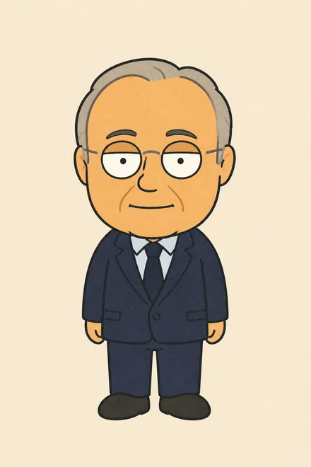 Florentino Pérez, desenhado no estilo do Fut Gibi