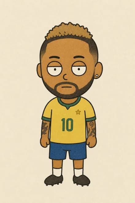 Neymar, desenhado no estilo do Fut Gibi