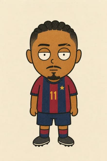 Raphinha, desenhado no estilo do Fut Gibi